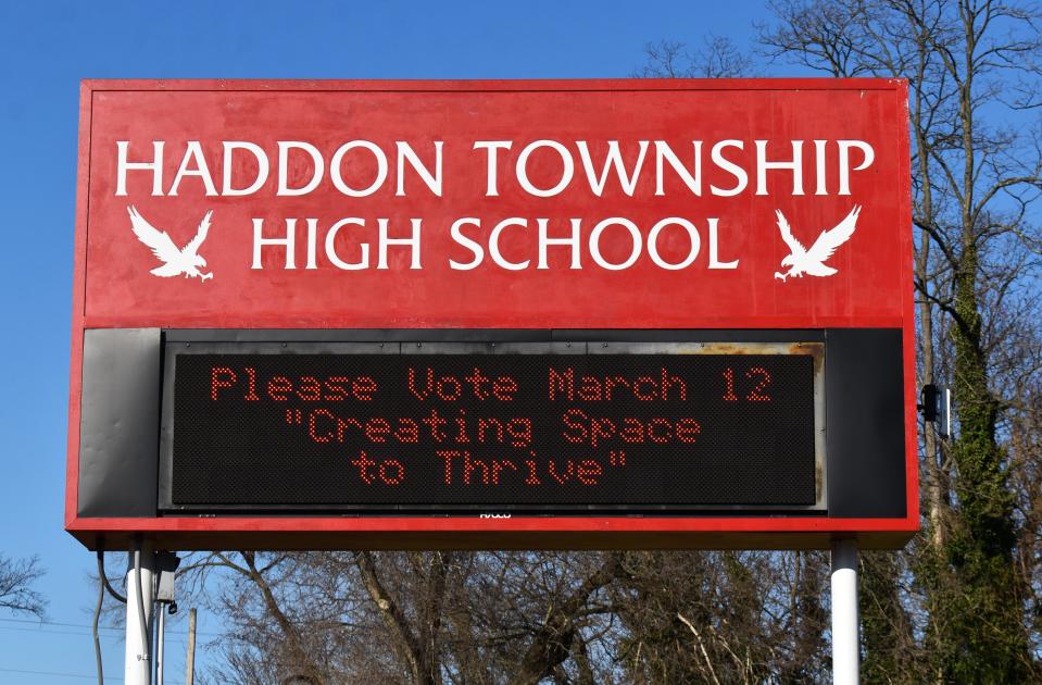 A sign off Cuthbert Boulevard reminds voters of a March 12 referendum on a proposed $30 million improvement project for Haddon Township's school district.