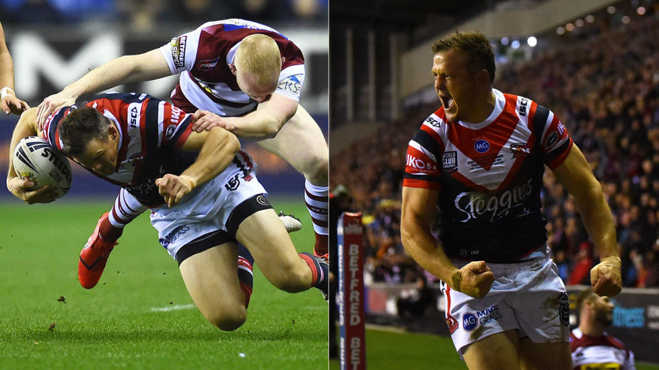 Morris was on fire in his debut game for the Roosters. Pic: Getty