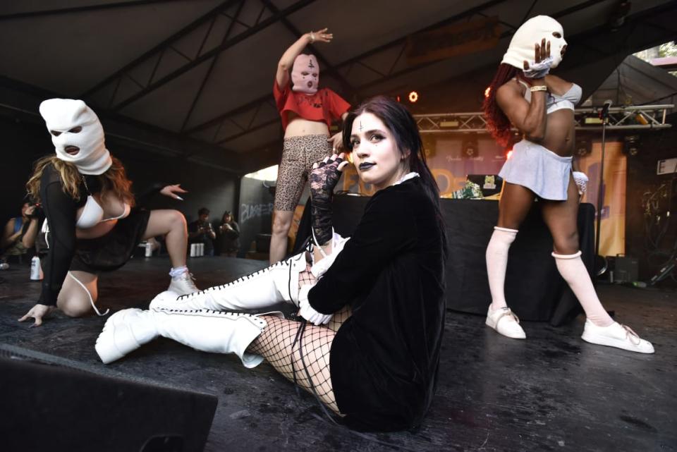 <div class="inline-image__caption"><p>Nadya Tolokonnikova of Pussy Riot performs during Floodfest at The Mohawk during SXSW on March 16, 2022, in Austin, Texas. </p></div> <div class="inline-image__credit">Tim Mosenfelder/Getty</div>