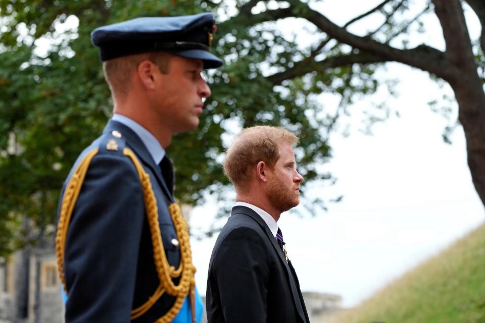 Prince William and Prince Harry at Queen Elizabeth II's funeral