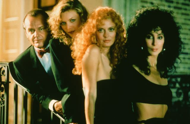 <p>Hulton Archive/Getty</p> Michelle Pfeiffer, Jack Nicholson, Susan Sarandon and Cher in 1987's The Witches of Eastwick