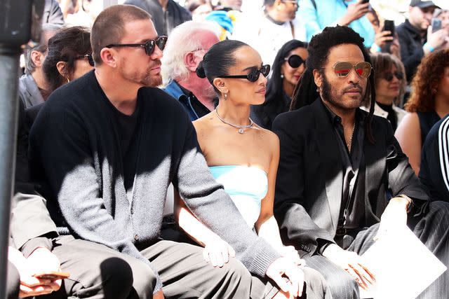 <p>Matt Baron/BEI/Shutterstock</p> From left: Channing Tatum, Zoë Kravitz and Lenny Kravitz