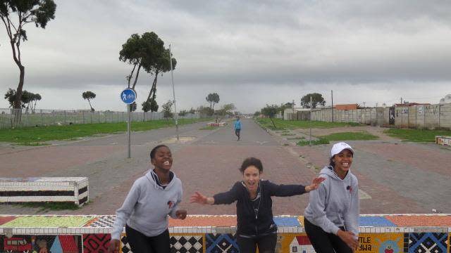 Amy on a 'sight running' tour of Gugulethu, Cape Town (Amy Fallon)