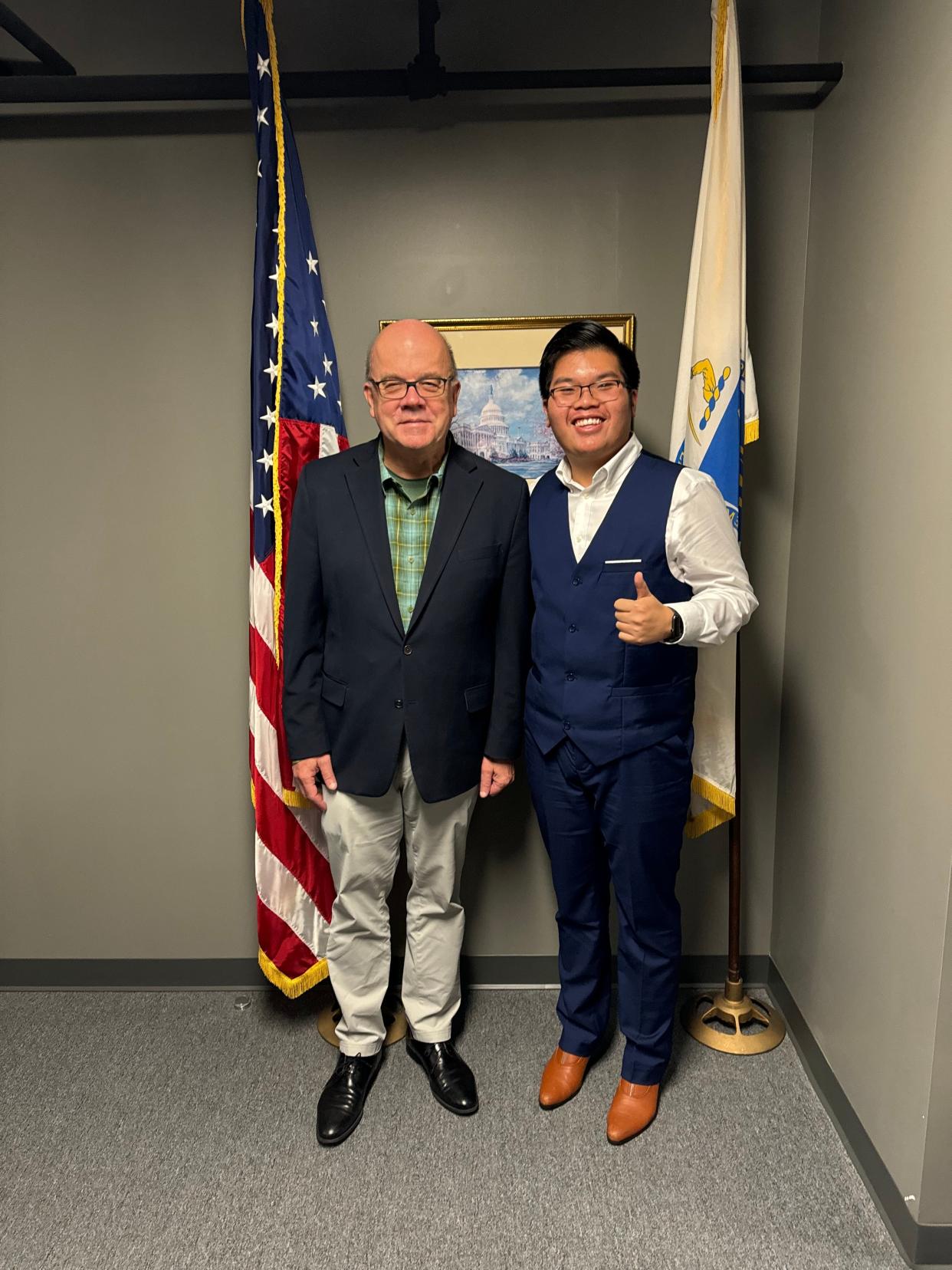 Shrewsbury High School student Trung Nguyen with U.S. Rep. Jim McGovern