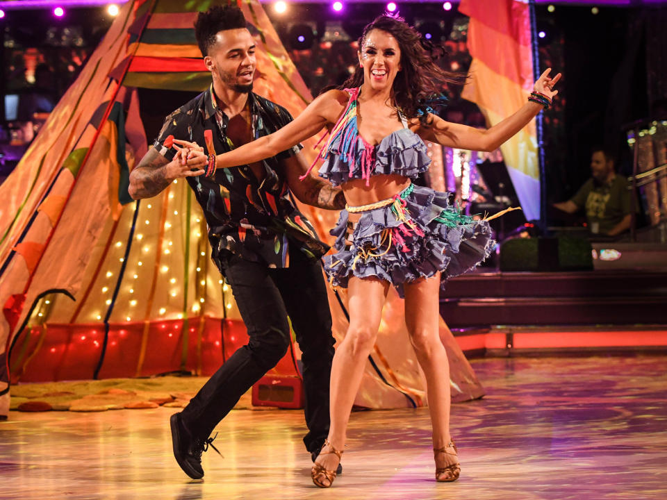 Aston Merrygold and his dance partner Janette Manrara in a dress rehearsal before the live show: PA