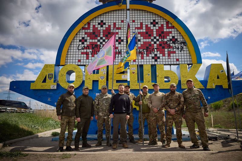 Ukraine's President Zelenskiy visits Donetsk region