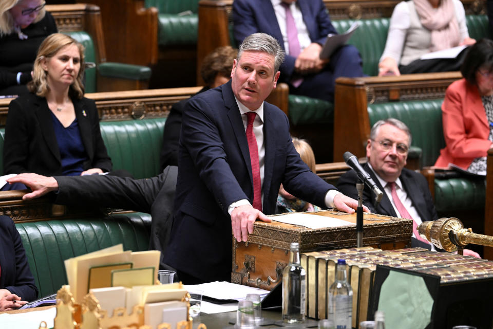 British Labour Party leader Keir Starmer speaks during the G7 Summit Statement from the Prime Minister Rishi Sunak at the House of Commons in London, Britain May 22, 2023. UK Parliament/Jessica Taylor/Handout via REUTERS ATTENTION EDITORS - THIS IMAGE HAS BEEN SUPPLIED BY A THIRD PARTY. MANDATORY CREDIT. IMAGE MUST NOT BE ALTERED.