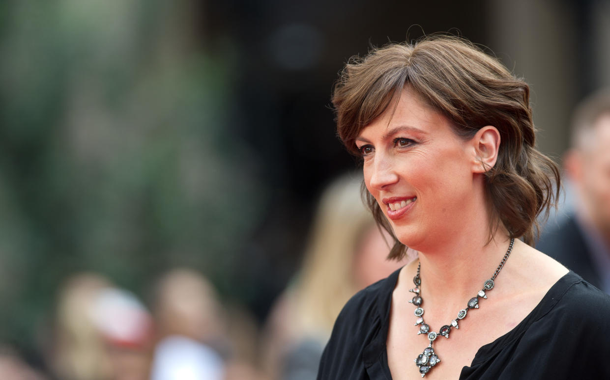 Miranda Hart arriving at the UK premiere of "Spy" at the Odeon Leicester Square in London. (Photo by Zak Hussein/Corbis via Getty Images)