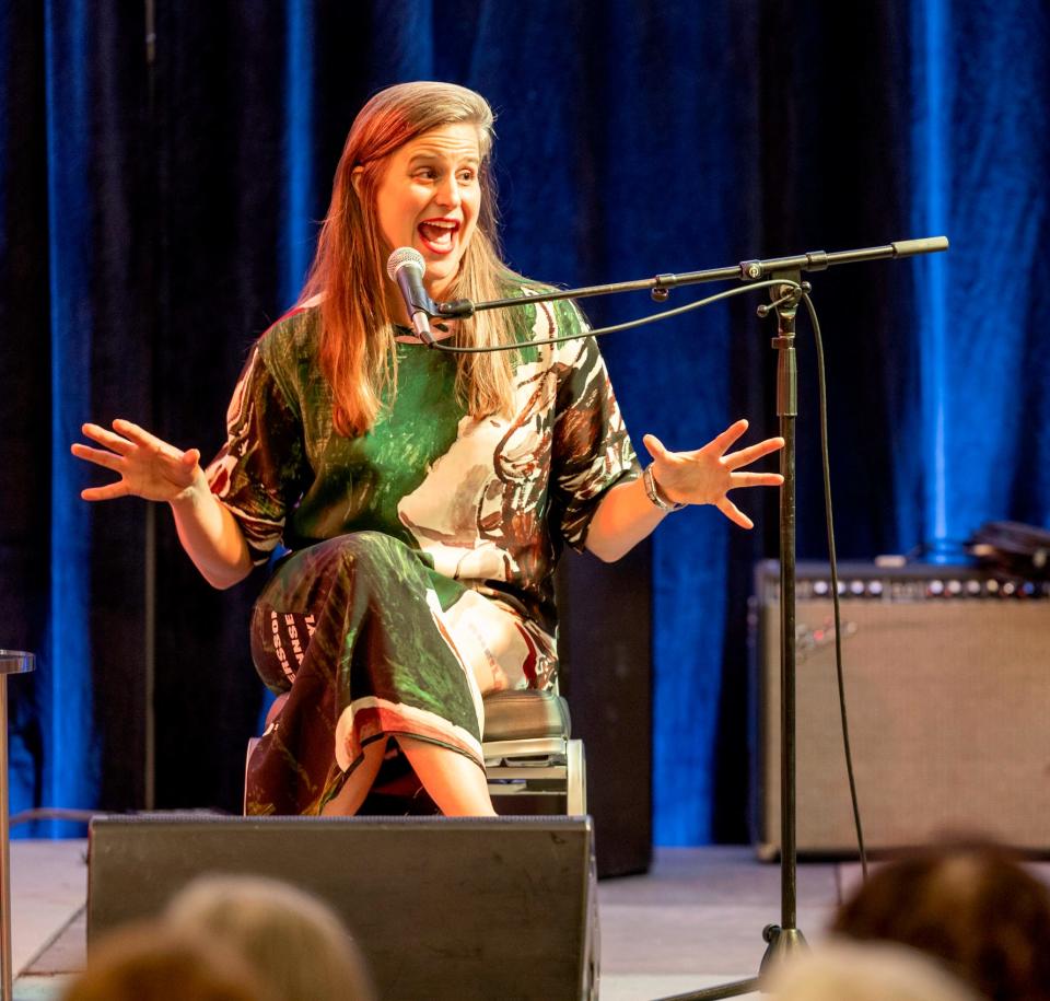 Gainesville author Lauren Groff talks books as thousands gather at the cascades Park for the 10th annual Word of South Literature and Music Festival on Saturday, April 27, 2024.