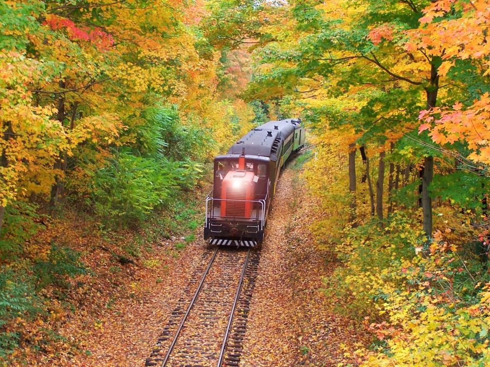 Many passengers time their dinner train excursion on the Essex Clipper to enjoy the Connecticut River Valley's incomparable fall colors.