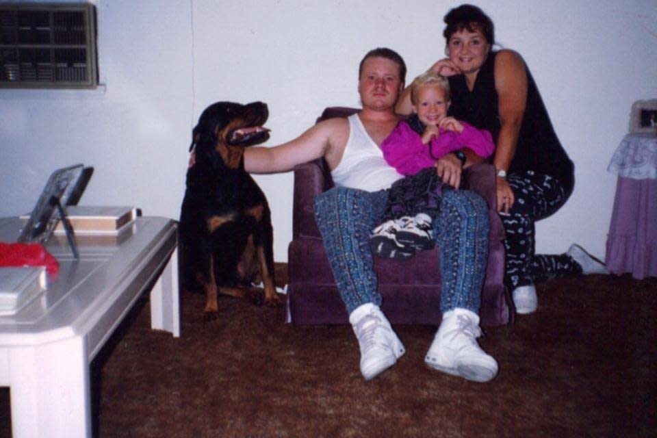 "My dad Kelly and my mother Debra with me and our dog, Deena. Too much '90s. My dad passed away three years ago and this my favorite pic of him." -<i>- Tim</i>