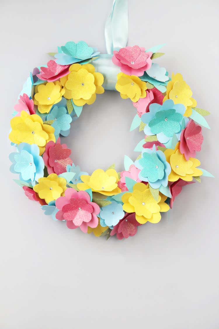 card stock flowers easter wreath