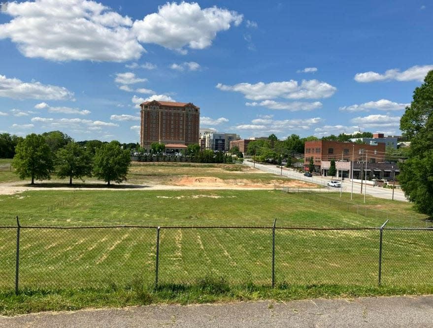 This plot on Daniel Morgan Avenue and the surrounding area will be home to a new Minor League baseball stadium and multi-use area in downtown Spartanburg. The team could be playing in Spartanburg by the summer of 2025.