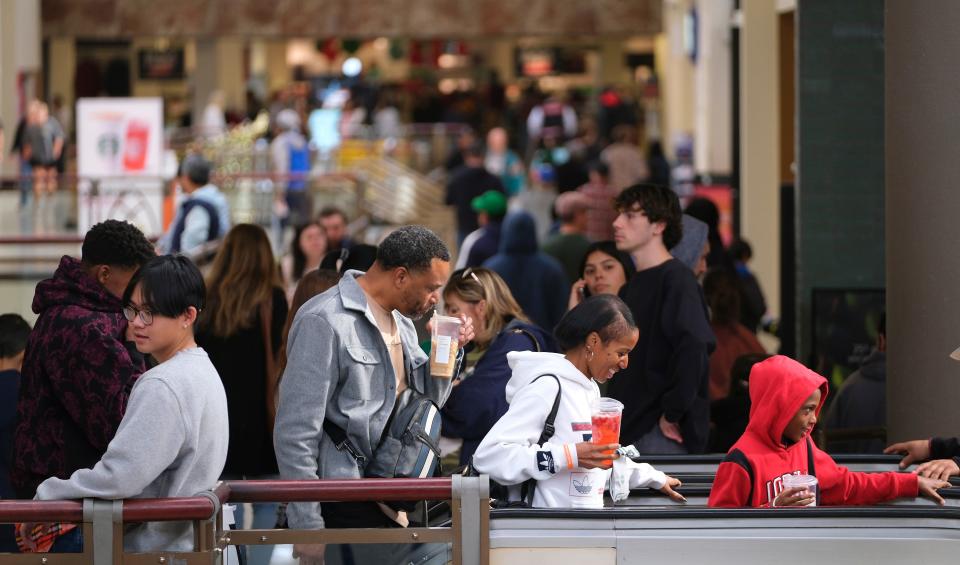 Black Friday shoppers gather Nov. 25, 2022, at Penn Square Mall.