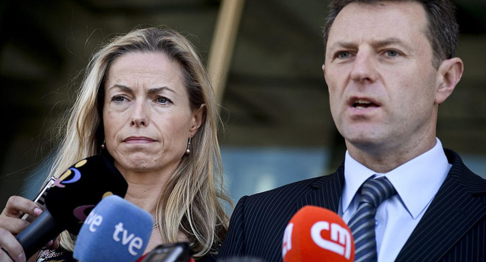 Kate and Gerry McCann talk to the media.