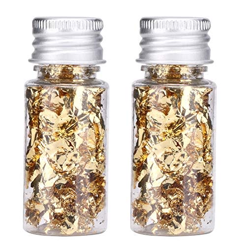 Yinuoday 2Pcs Edible Gold Leaf, Genuine Gold Flakes for Cooking, Cakes, Makeup, Gilding, Decoration, Health & Spa