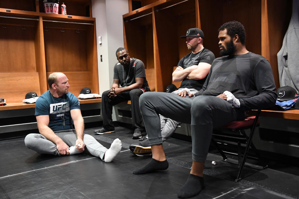 WICHITA, KS - MARCH 09:  Maurice Greene waits backstage during the UFC Fight Night event at Intrust Bank Arena on March 9, 2019 in the Wichita, Kansas. (Photo by Mike Roach/Zuffa LLC/Zuffa LLC via Getty Images)