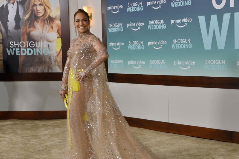 Jennifer Lopez attends the Los Angeles premiere of "Shotgun Wedding" in January. File Photo by Jim Ruymen/UPI