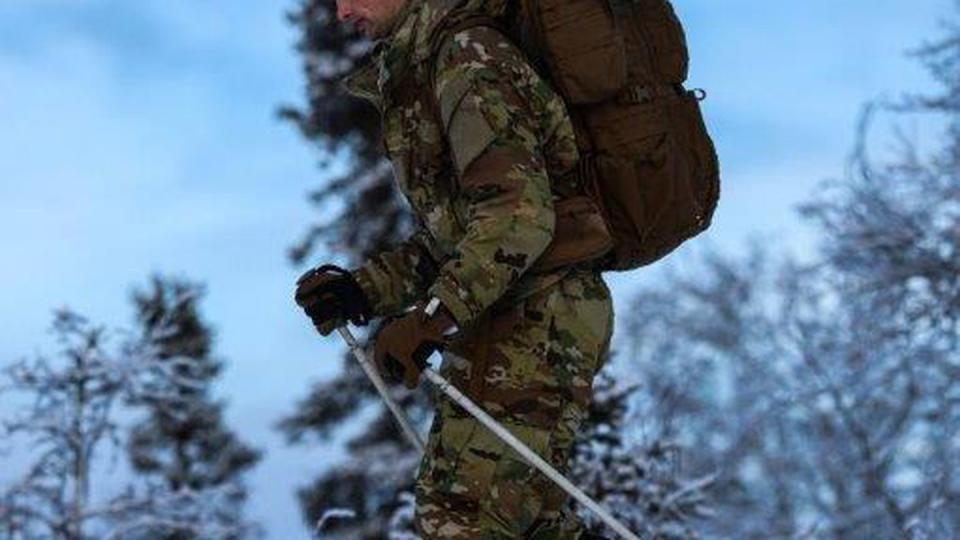 Soldier uses the Army's new Cold Weather Arctic Protection System kit, a modernized cold weather set of gear. (Army)