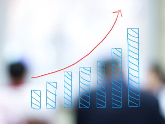 Sketch of a bar chart highlighting growth