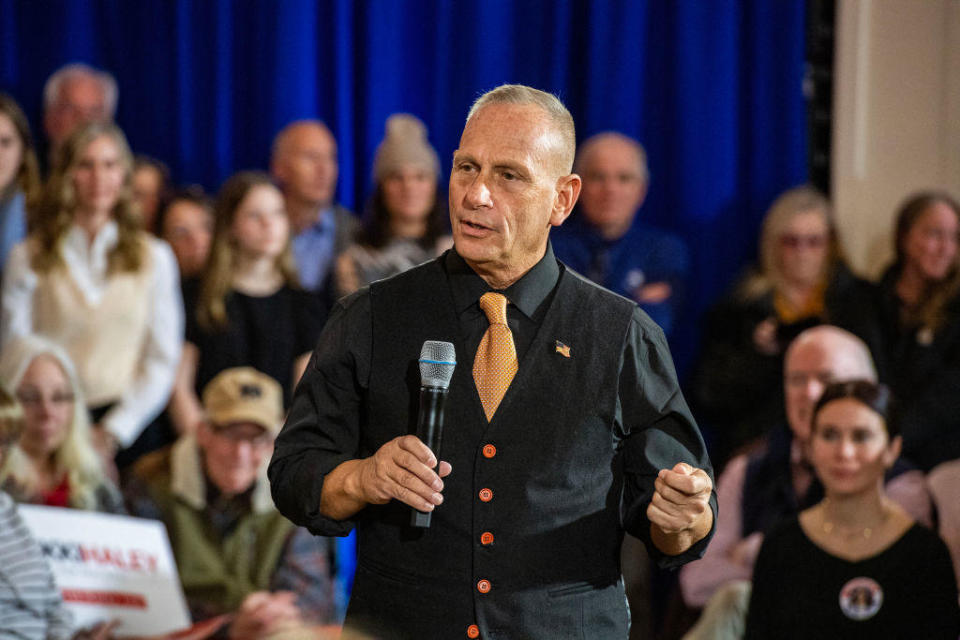 File: Ret. Brigadier Gen. Don Bolduc speaks at a Nikki Haley campaign town hall event at Wentworth by the Sea Country Club in Rye, NH on Jan. 2, 2024. / Credit: JOSEPH PREZIOSO/AFP via Getty Images
