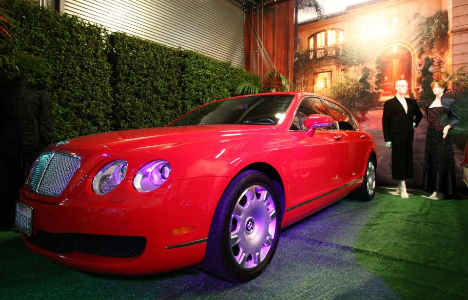 Ozzy Osbourne's 2006 Bentley Continental Flying Spur, est:$160000-$180000, is seen at a Press Preview of Julien's sale of property from the Osbourne's homes. A portion of the proceeds will benefit The Sharon Osbourne Colon Cancer Program.The sale and viewings will be held at the Gibson Guitar Showroom in Beverly Hills, Los Angeles.