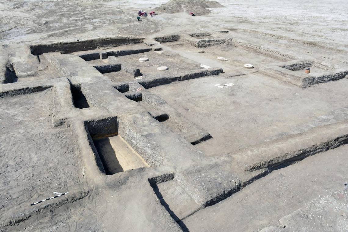 Ruins of the 3,400-year-old rest house found in Tel Habwa.