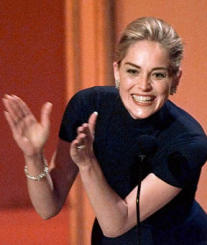 Sharon Stone in a Gap turtleneck at the Oscars