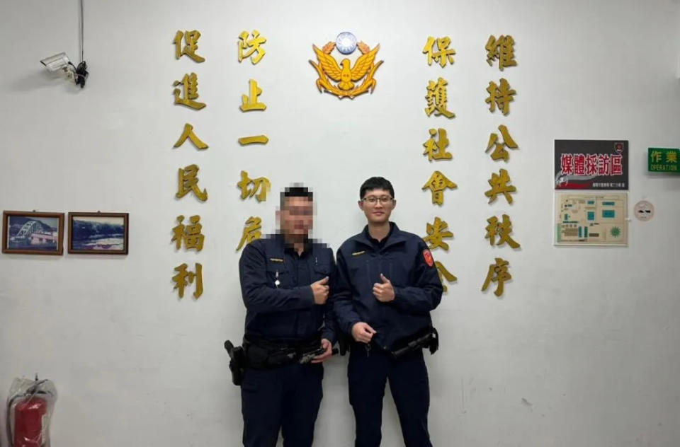 <strong>不幸枉死的員警蘇昱鴻（右）。（圖／基隆市警察局第三分局提供）</strong>