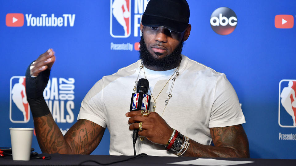 LeBron James’ broken hand. Pic: Getty