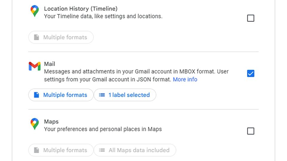 You can download your entire email archive from Google. <em>Screenshot: Google</em>