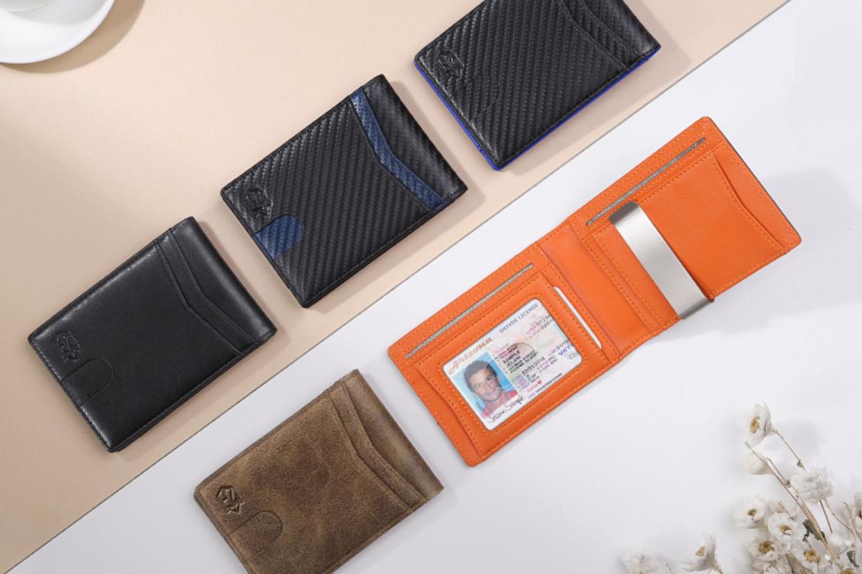 the amazon RFID wallet in different colours and designs