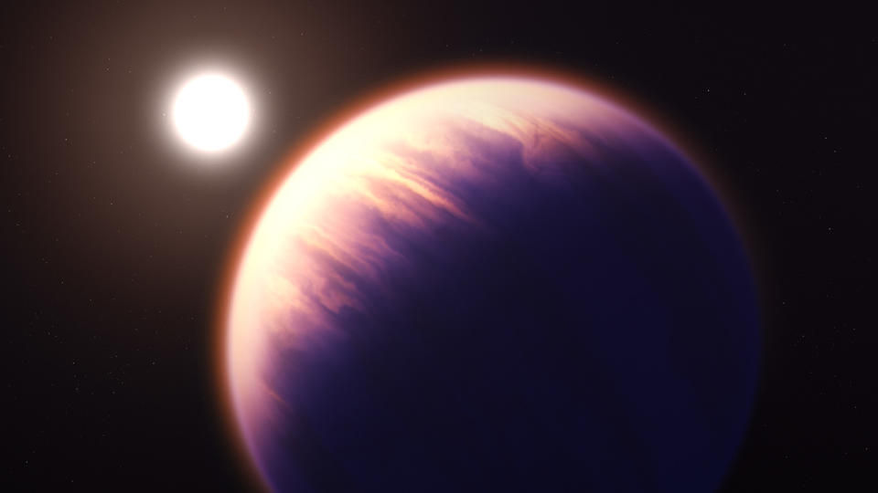 gas giant planet with star in behind