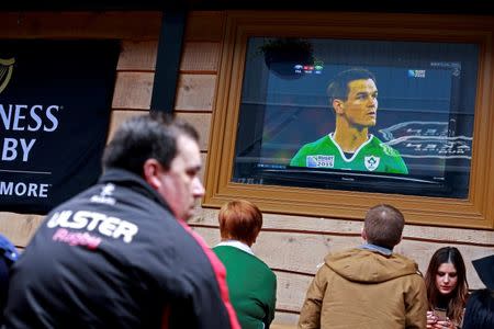 People watch the Rugby World Cup in Lavery's Bar in Belfast Northern Ireland, October 11, 2015. REUTERS/Cathal McNaughton