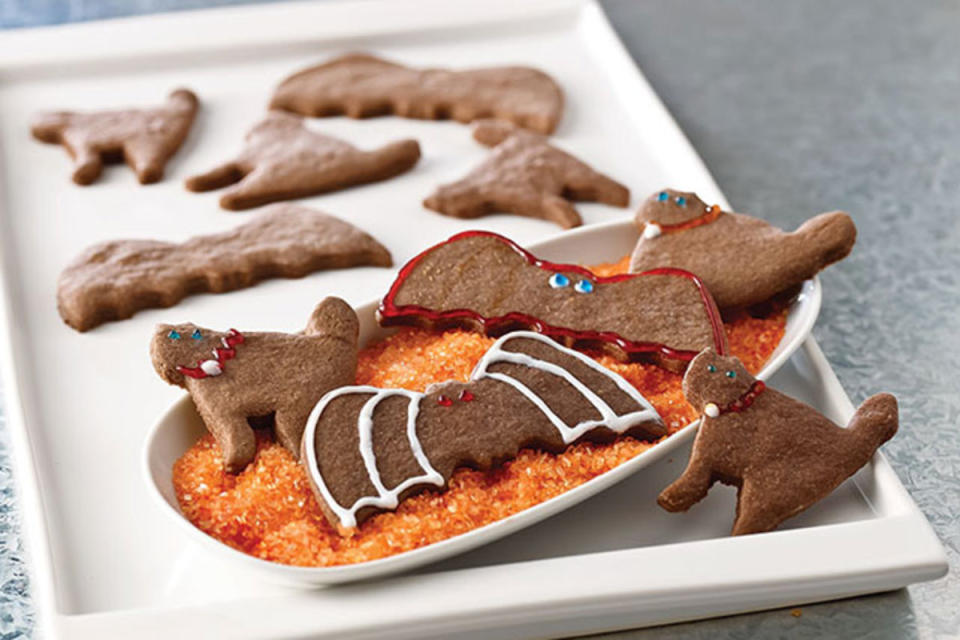 <p>Enjoy these spooky chocolate cookies for super spooky fun. Decorate them with gel icing or add your favorite sprinkles and candies. You can even bring the kids into the kitchen to help you decorate these cookies the way they want.</p><p><strong>Get the recipe:</strong> <a href="https://www.myfoodandfamily.com/recipe/127519/bats-cats-chocolate-halloween-cookies" rel="nofollow noopener" target="_blank" data-ylk="slk:Bats & Cats Chocolate Halloween Cookies;elm:context_link;itc:0;sec:content-canvas" class="link ">Bats & Cats Chocolate Halloween Cookies</a></p>