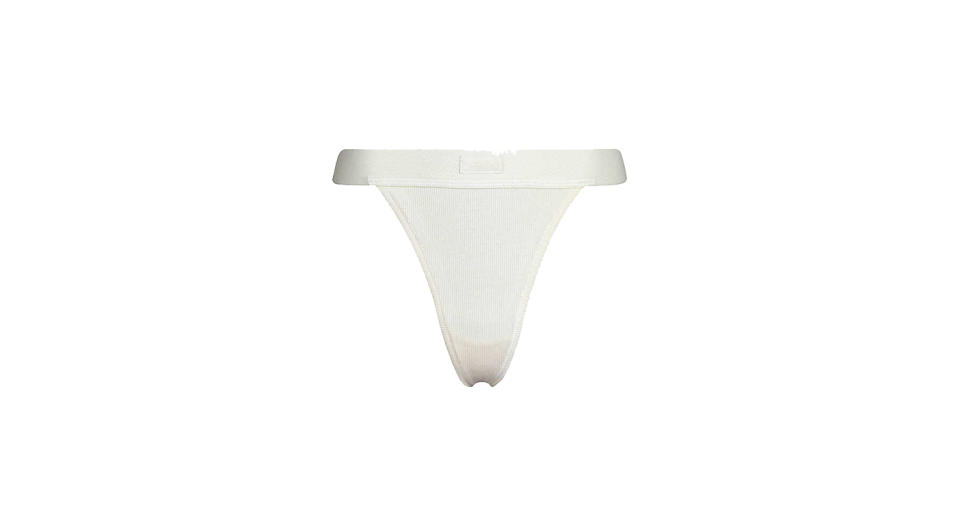 Ribbed stretch cotton thong