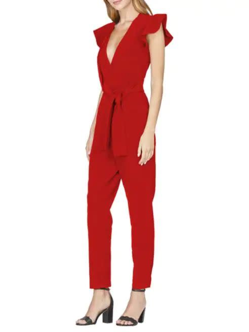 Adelyn Rae Cai Ruffled-Sleeve Jumpsuit