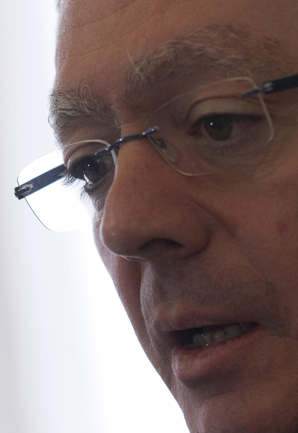 In this photo taken on Thursday, Feb. 13, 2014 Spain's Justice Minister Alberto Ruiz Gallardon speaks during an interview with the Associated Press in Madrid, Spain. The Spanish conservative government plans to make amends with a law expected to be passed within weeks in Parliament that offers citizenship to the legions of Jews forced to flee in 1492. Asked whether the new law amounted to an apology, Spanish Justice Minister Alberto Ruiz-Gallardon replied: "Without a doubt." (AP Photo/Paul White)