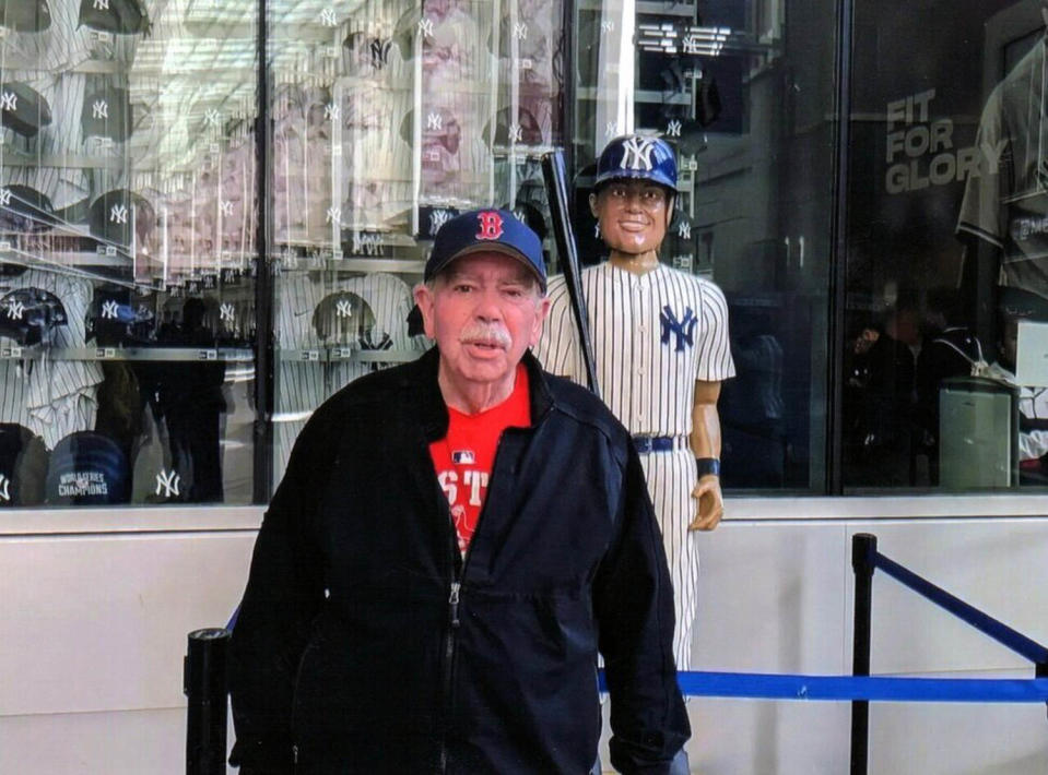 Michael Day, a Boston Red Sox fan, in New York for a baseball game in early May, a little over a month before he became ill. (Courtesy Kathy Day)