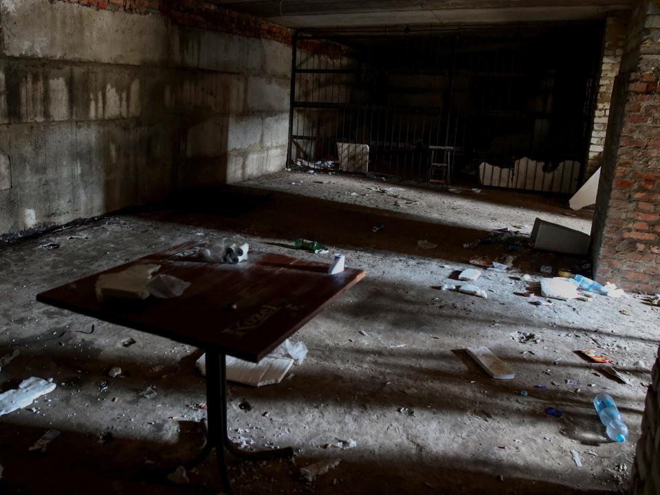 An interior view shows a basement of a building, which Ukrainian authorities say was a makeshift Russian prison and torture chamber during Russia's invasion in the village of Kozacha Lopan, in Kharkiv region, Ukraine September 18, 2022. REUTERS/Viktoriia Yakymenko