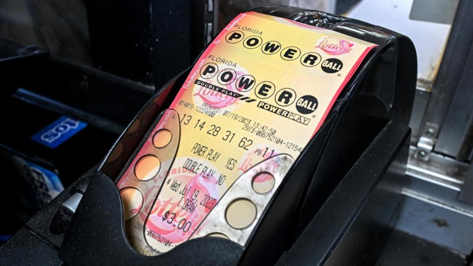 PHOTO: Powerball lottery tickets pictured inside a store in Homestead, Fla., July 19, 2023. (Giorgio Viera/AFP via Getty Images)