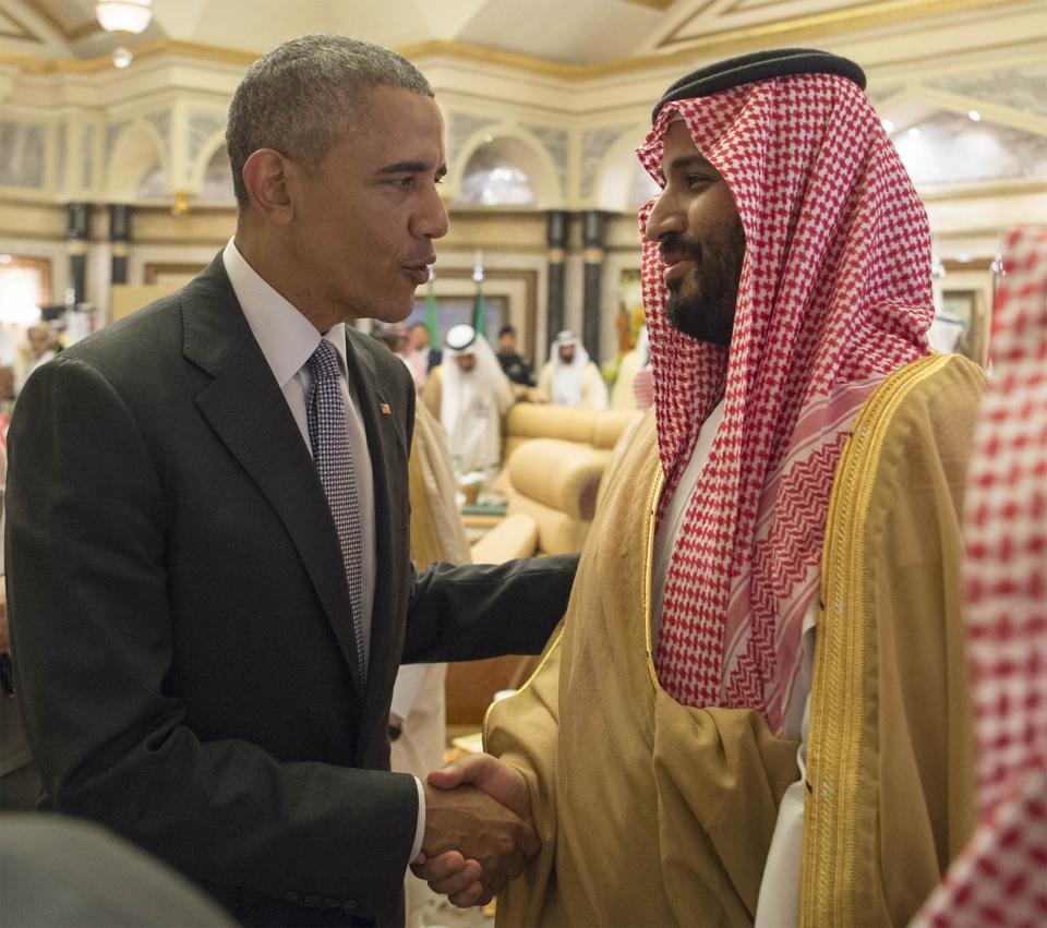 President Barack Obama, left, in April 2016 with Saudi Defense Minister and Deputy Crown Prince Mohammed bin Salman, at a U.S.-Gulf Cooperation Council summit in Riyadh..