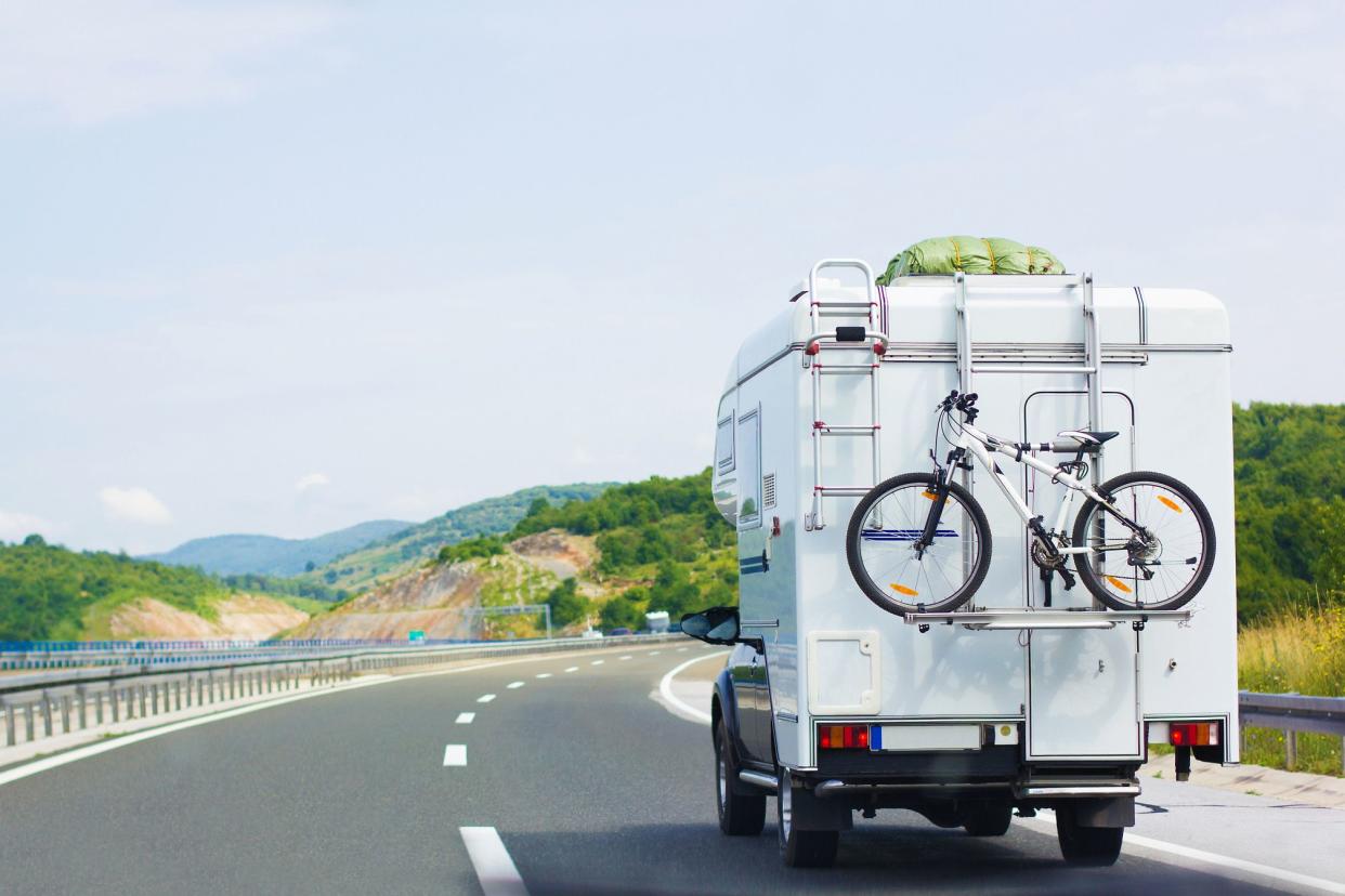 rv with bike on the back