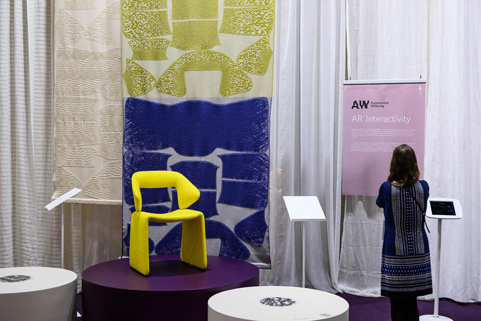 An interactive exhibit from Augmented Weaving allowed visitors to explore how augmented reality can influence jacquard weaving techniques