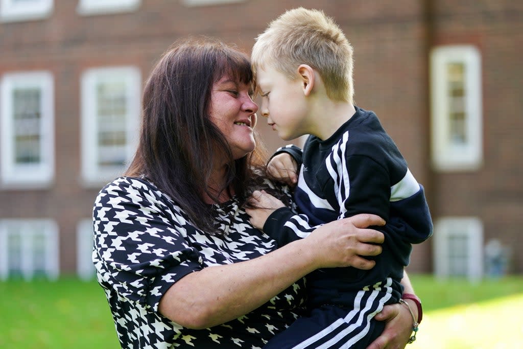 Rebecca Currie and her son Mathew can remain in their home after she won a court battle with the Environment Agency (Kirsty O’Connor/PA) (PA Wire)