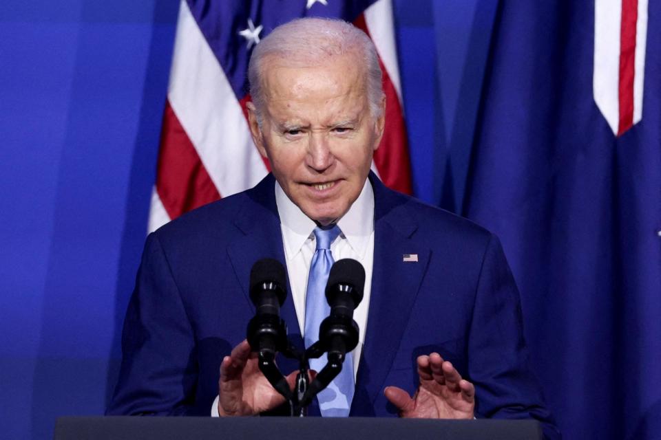 PHOTO: President Joe Biden delivers remarks during the Indo-Pacific Economic Framework Leaders event at the Asia-Pacific Economic Cooperation CEO Summit in San Francisco, Nov. 16, 2023.  (Brittany Hosea-Small/Reuters)