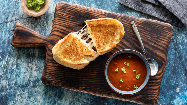 tomato soup and grilled cheese 