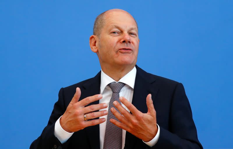 German Finance Minister Olaf Scholz presents the federal government's 2021 draft budget, in Berlin