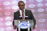 Florida State head coach Willie Taggart speaks during the Atlantic Coast Conference NCAA college football media day in Charlotte, N.C., Wednesday, July 17, 2019. (AP Photo/Chuck Burton)