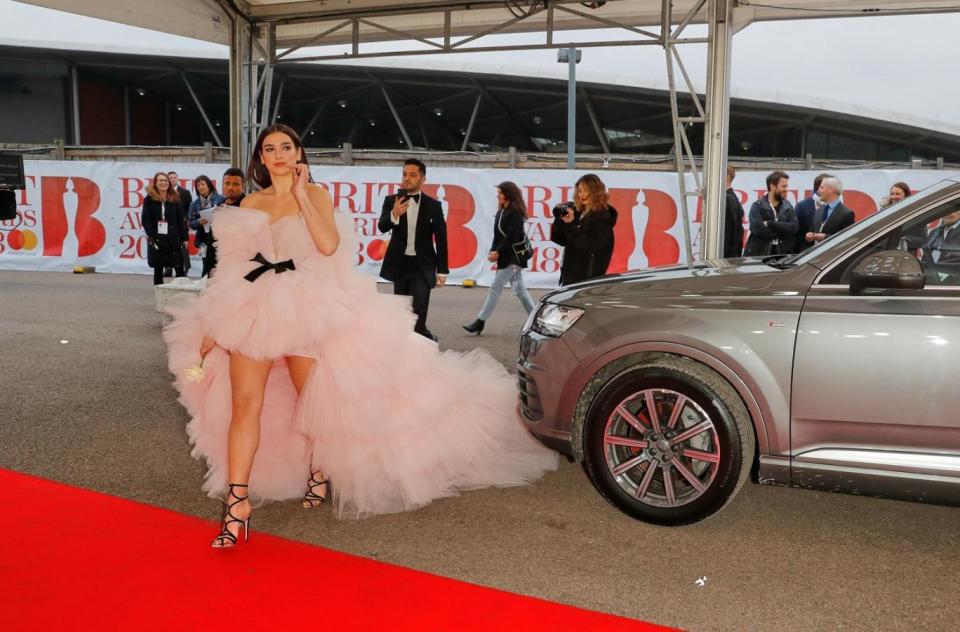 Dua Lipa arrives at the Brit Awards